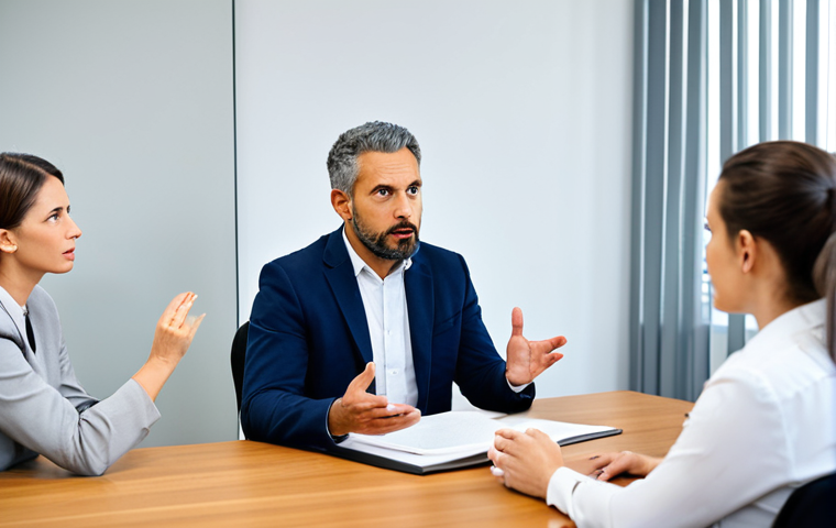 공무원 조직에서의 성공적인 갈등 해결 방법 - "A team meeting in a bright, modern office in Milan, Italy. Colleagues are discussing a project, wit...