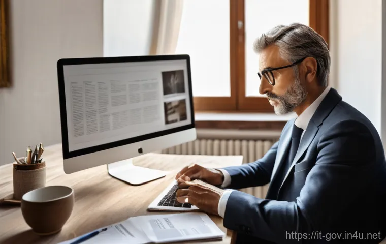 공무원 생활 중 에피소드와 교훈 - **Prompt for "Digitalization: A Half-Kept Promise?"**
    "A heartwarming scene inside a modern, yet...