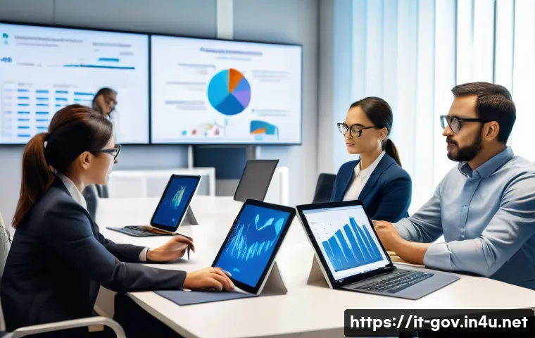 공무원 조직 내 교육 프로그램 추천 - **Prompt:** A diverse group of professional public administration employees, dressed in smart casual...