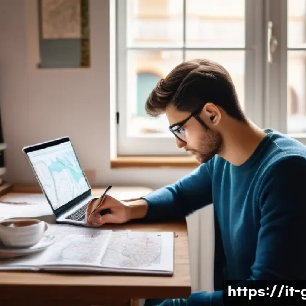 공무원 시험에서 놓치기 쉬운 부분 - A focused young Italian adult studying at a wooden desk in a cozy, sunlit room decorated with Italia...