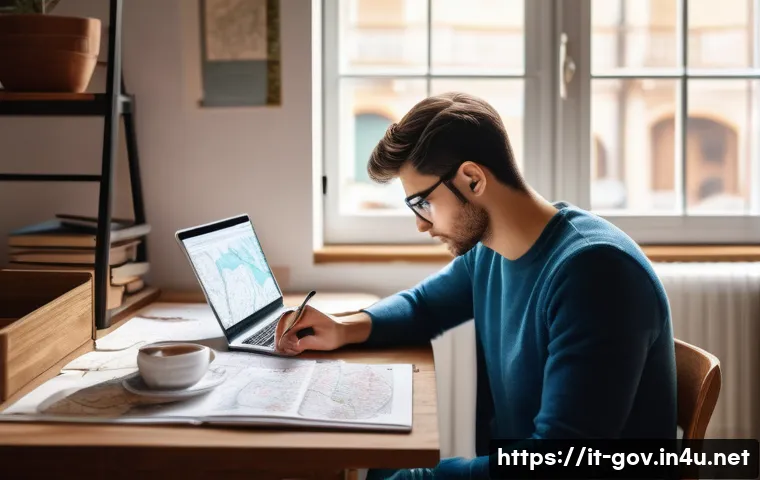 공무원 시험에서 놓치기 쉬운 부분 - A focused young Italian adult studying at a wooden desk in a cozy, sunlit room decorated with Italia...