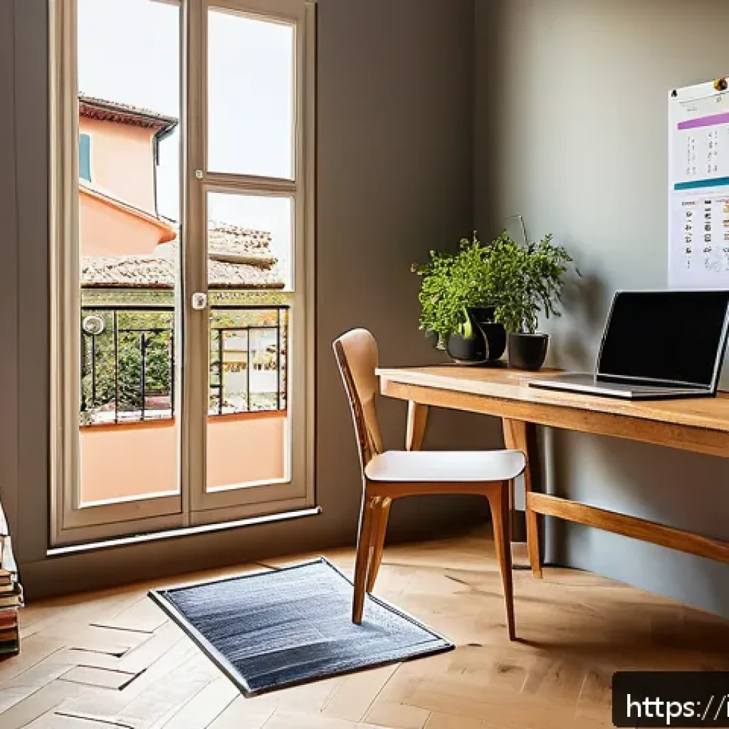 공무원 시험과 자격증 동시 준비 방법 - A cozy, well-organized study corner in a modern Italian apartment, featuring a wooden desk with colo...