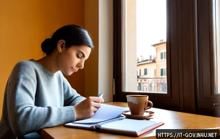 공무원 시험 공부 중 슬럼프 극복 방법 - Photorealistic Italian civil service exam candidate overcoming a study slump at a tidy apartment des...
