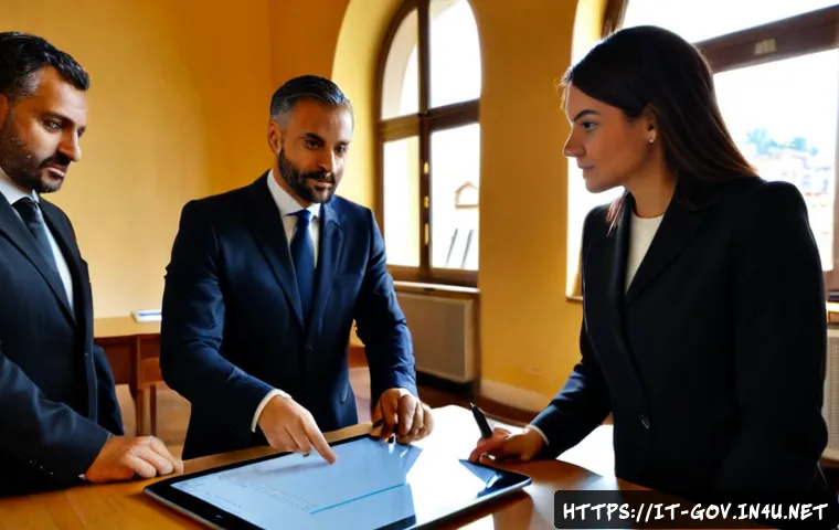공무원 승진을 위한 조직 내 활동법 - Photorealistic Italian municipal office scene, a capable mid-career public administration employee i...